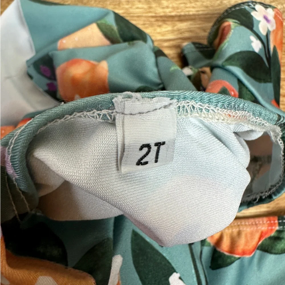 Oranges Peplum‎ Small Shop Handmade 2 Pc Swim Suit